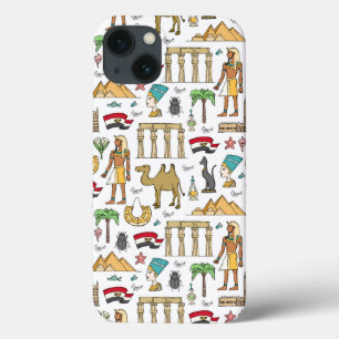 エジプトパターンの色の記号 iPhone 13ケース