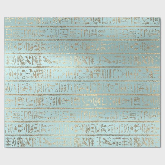 エジプトヒエログリフ金ゴールドブルーアクアパステル ラッピングペーパー (フラット)