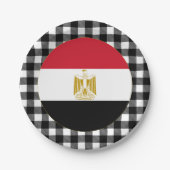 エジプトプレート、バッファロー・プレイド&エジプト国旗 ペーパープレート (正面)