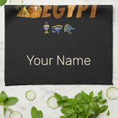 エジプトヴィンテージファラオ国旗とピラミッドのお土産 キッチンタオル (折り畳み)