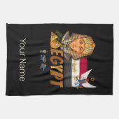 エジプトヴィンテージファラオ国旗とピラミッドのお土産 キッチンタオル (横)