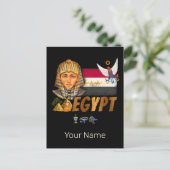 エジプトヴィンテージファラオ国旗とピラミッドのお土産 シーズンポストカード (スタンド正面)