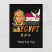 エジプトヴィンテージファラオ国旗とピラミッドのお土産 シーズンポストカード (正面)