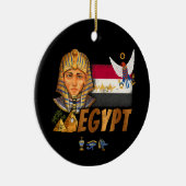 エジプトヴィンテージファラオ国旗とピラミッドのお土産 セラミックオーナメント (右)