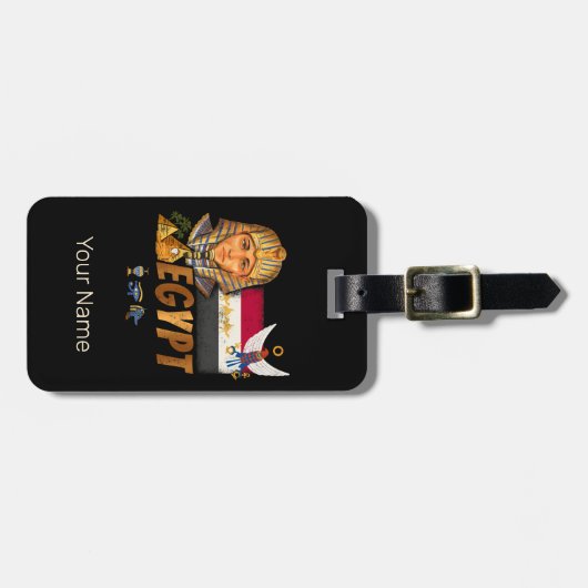 エジプトヴィンテージファラオ国旗とピラミッドのお土産 ラゲッジタグ (正面横)
