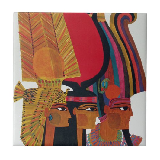 エジプトヴィンテージ航空旅行古代文化観光 タイル (正面)