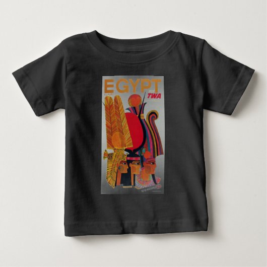 エジプトヴィンテージ航空旅行古代文化観光 ベビーTシャツ (正面)