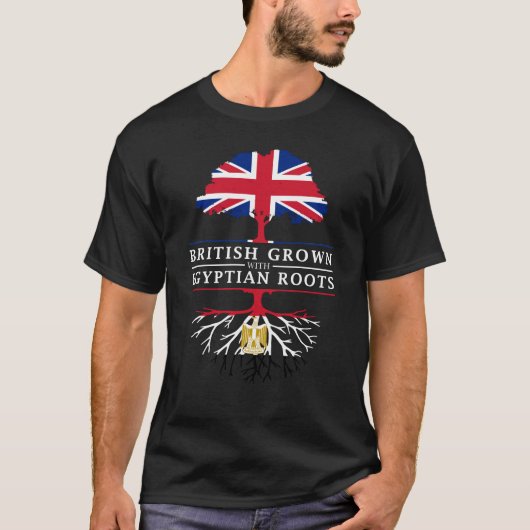 エジプト人の根のエジプトのデザインと 育つイギリス Tシャツ (正面)