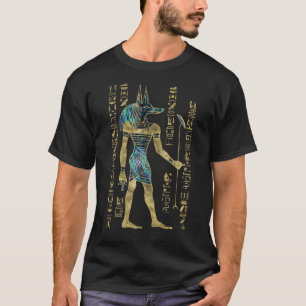 エジプト人のAnubisのオーナメントの金ゴールドおよびアワビ Tシャツ