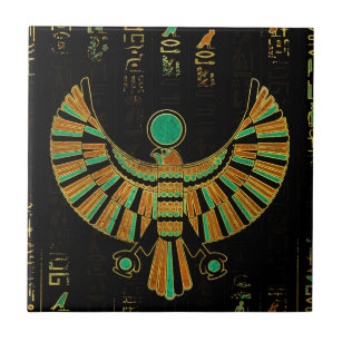 エジプト人のHorusの《鳥》ハヤブサの金ゴールドおよび色の水晶 タイル