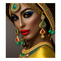 エジプト人女性エキゾチックなヘッドピース金ゴールドグリーンブルー