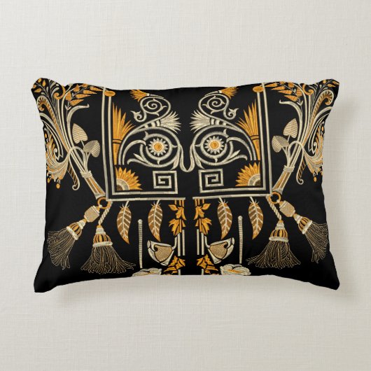 エジプト伝統的のア縁どート金ゴールド作成ハンドm アクセントクッション (正面)
