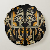 エジプト伝統的のア縁どート金ゴールド作成ハンドm ラウンドクッション (裏面)