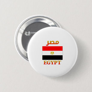 エジプト国旗مصرアラビア語・英語ワードアート 缶バッジ