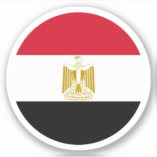 エジプト国旗の丸いシール シール (正面)