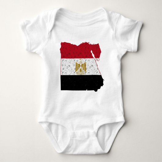 エジプト国旗の地図クラックル ベビーボディスーツ (正面)