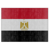 エジプト国旗を掲げたガラス製の板 カッティングボード (正面)