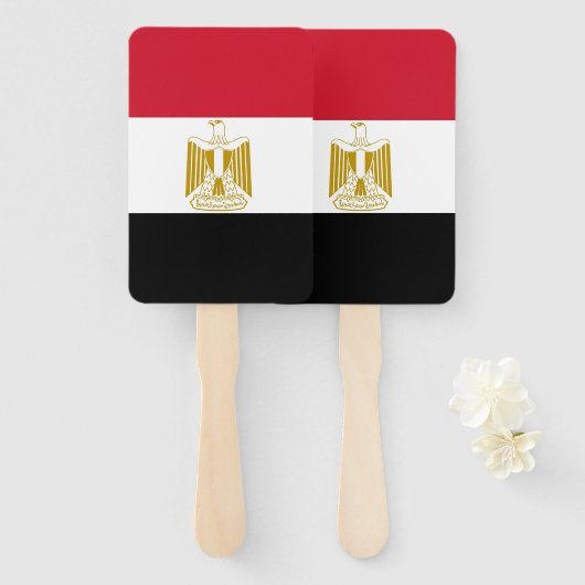 エジプト国旗を掲げたハンドファンのセット ハンドファン (正面&裏面)