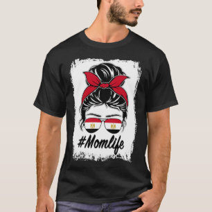 エジプト国旗エジプトのママMessy Bun Mom Life Tシャツ