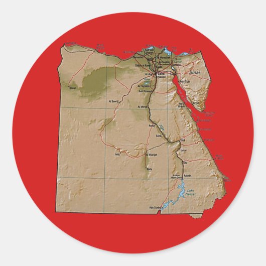 エジプト地図ステッカー ラウンドシール (正面)