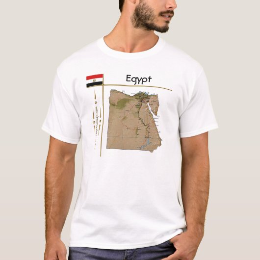エジプト地図+国旗+タイトルTシャツ Tシャツ (正面)