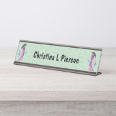 エジプト女性金ゴールドジュエリーピンクドレスグリーン デスクネームプレート (正面)