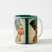 エジプト女王ネフェティティ古代史飲み物用品 ツートーンマグカップ (正面右)