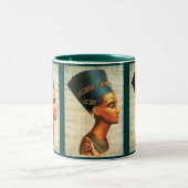 エジプト女王ネフェティティ古代史飲み物用品 ツートーンマグカップ (中央)