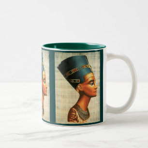 エジプト女王ネフェティティ古代史飲み物用品 ツートーンマグカップ