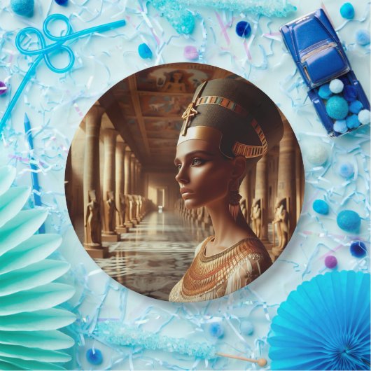 エジプト威厳のあるクィーンアート：古代の王族金ゴールド ペーパープレート (パーティー)