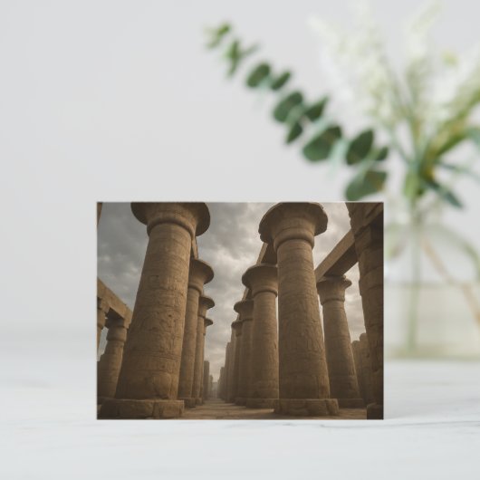 エジプト威厳のある神殿の柱はがき ポストカード (スタンド正面)