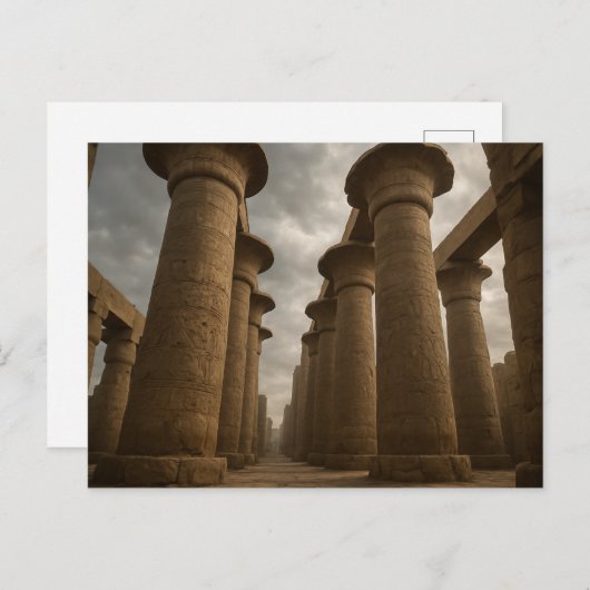 エジプト威厳のある神殿の柱はがき ポストカード (正面/裏面)