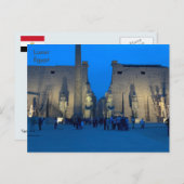 エジプト寺院ルクソール入り口の夜 ポストカード (正面/裏面)