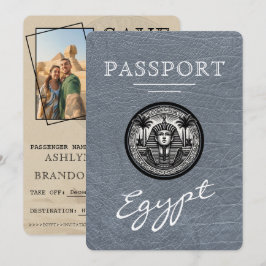エジプト挙式・結婚式の案内状（Silver Egypt Passport Wedding Save  セーブザデート