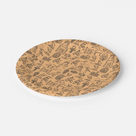 エジプト文字の記号の背景 ペーパープレート (アングル)