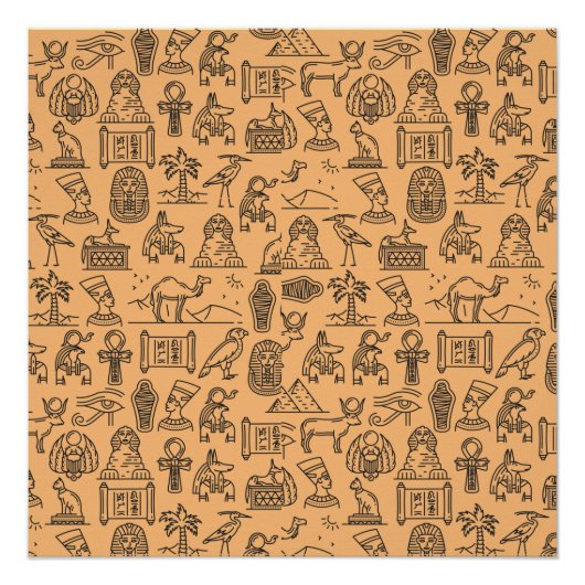 エジプト文字の記号の背景 ポスター (正面)