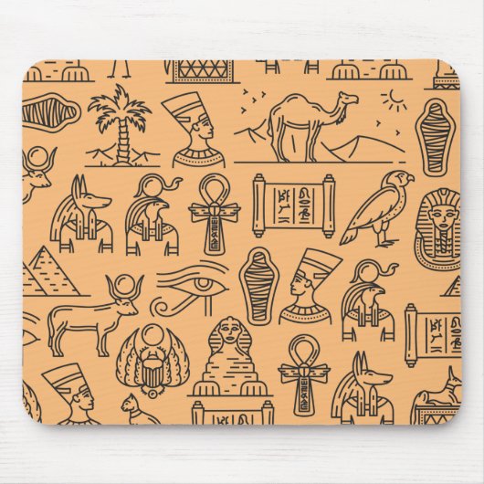 エジプト文字の記号の背景 マウスパッド (正面)