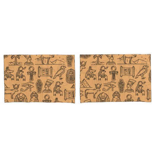 エジプト文字の記号の背景 枕カバー (フロントセット)