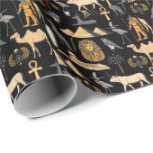 エジプト文字の記号パターンの背景 ラッピングペーパー (ロールコーナー)