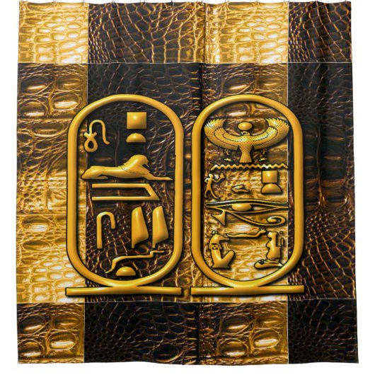 エジプト文字の記号 シャワーカーテン (正面)