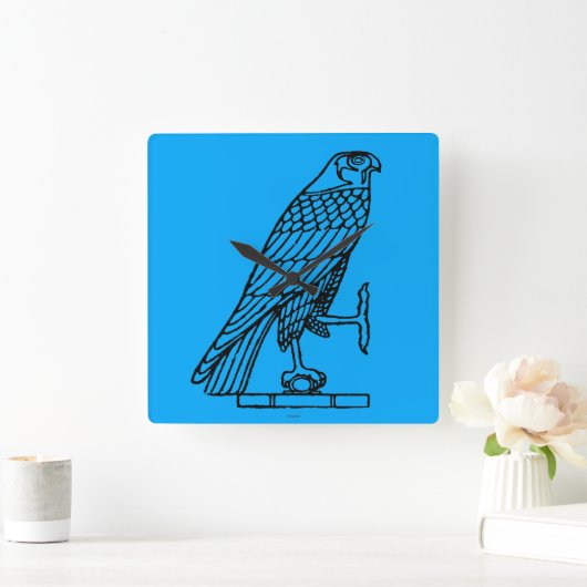 エジプト文字の記号:《鳥》ハヤブサ スクエア壁時計 (ホーム)