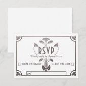 エジプト新しいウェディングRSVPカードシルバー&ホワイト 出欠カード (正面/裏面)