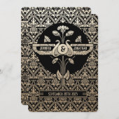 エジプト新しい結婚式招待状金ゴールド&ブラック 招待状 (正面/裏面)