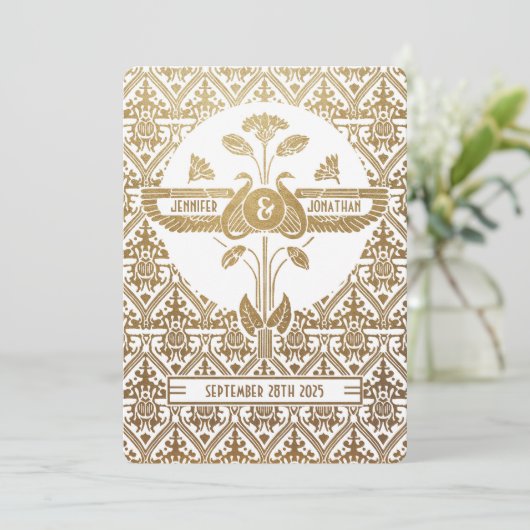 エジプト新しい結婚式招待状金ゴールド&ホワイト 招待状 (スタンド正面)