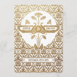 エジプト新しい結婚式招待状金ゴールド&ホワイト 招待状