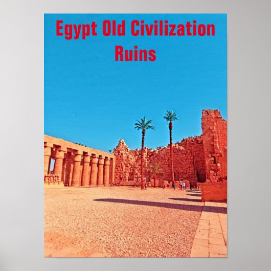 エジプト旧文明遺跡景観の砂漠壁 ポスター (正面)