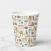 エジプト柄の色のシンボル 紙コップ (正面)