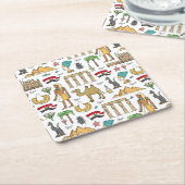 エジプト模様の色の記号 スクエアペーパーコースター (アングル)