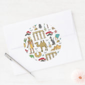 エジプト模様の色の記号 ラウンドシール (封筒)