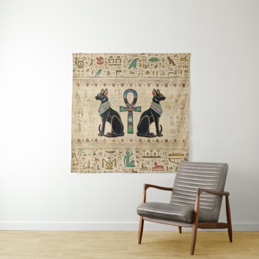 エジプト猫とアンクロス タペストリー (インサイチュ)